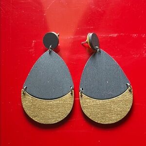 Black and Gold Teardrop Earrings